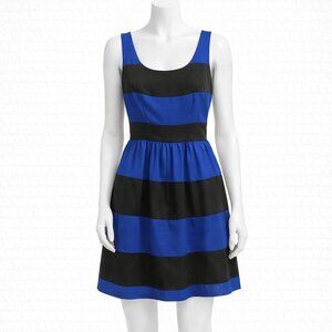 Blue & Black Striped Fit & Flare Mini Dress (S)